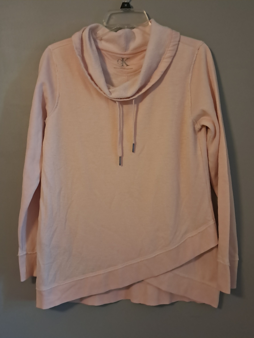 Calvin Klein Pale Peach Cowl Neck Layered Hem Sweater